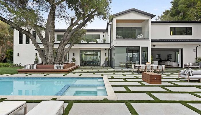 Outdoor Pool and seating area and House Profile